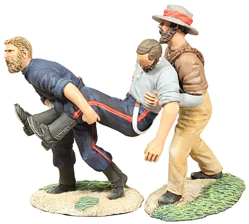 Evacuation of the Hospital Set No.1, Gunner A Evans and NNC Corporal M. Dougherty Carrying Patient