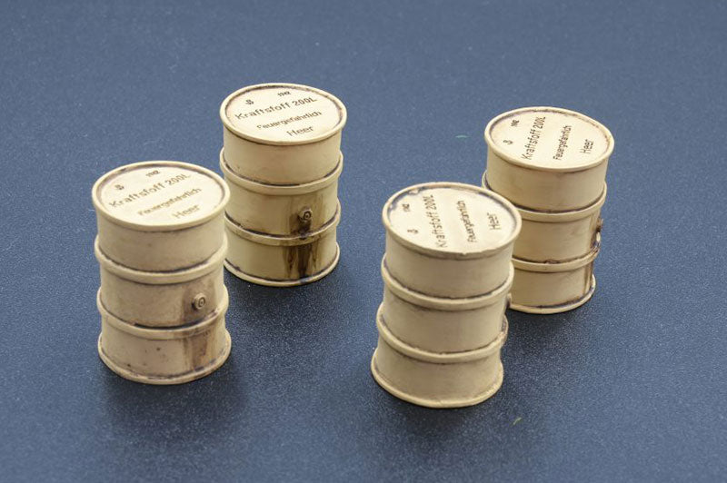 German Fuel Barrels in Desert Sand