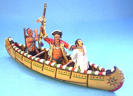 OJIBWA Indians in Canoe with Prisoner (4pcs)