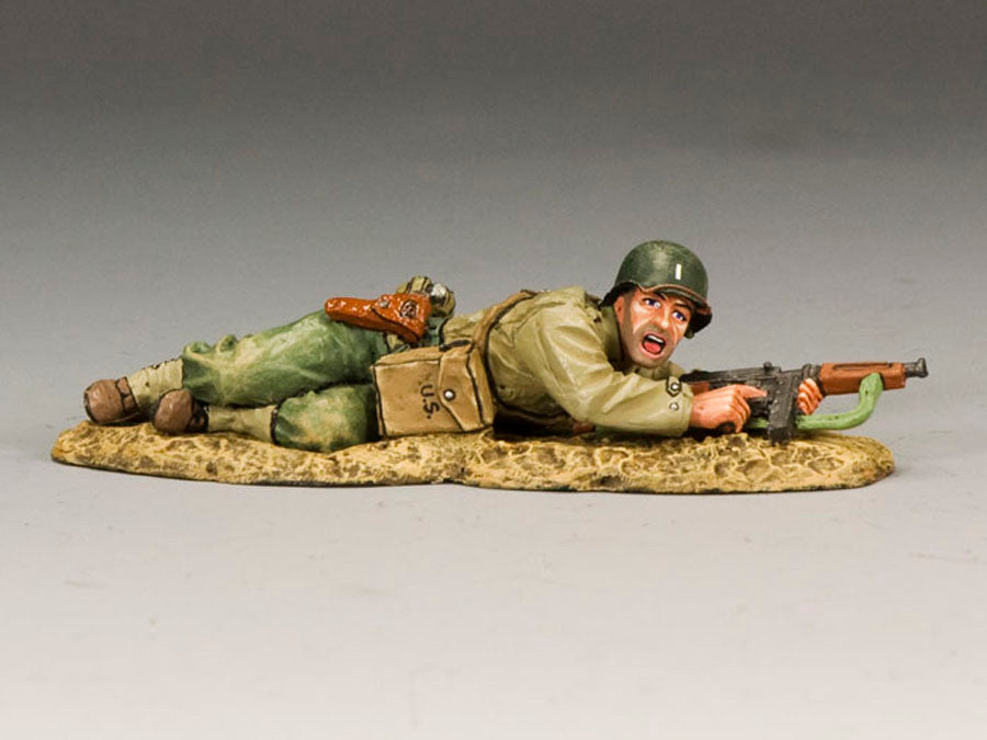 Lying Prone Officer with Tommy Gun