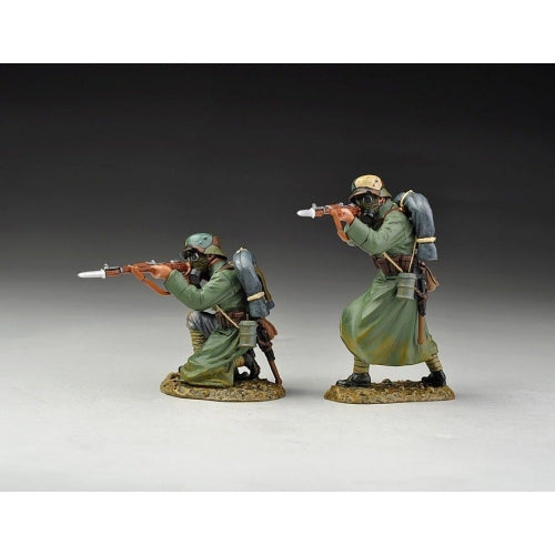 Germans w/Gas Mask Standing and Kneeling Firing