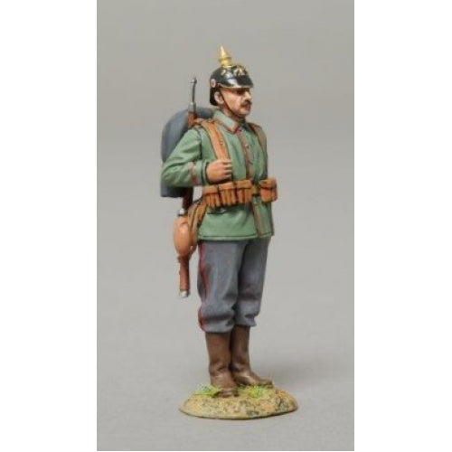German on Parade with Pickelhaube and Backpack