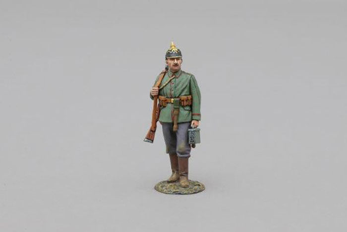 WWI German Ammunition Carrier wearing Pickelhaube