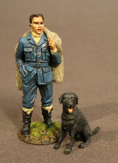 SPITFIRE PILOT WITH LABRADOR