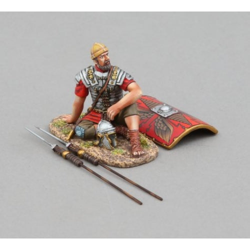 Weary Legionnaire Resting with Red Shield & 2 Pilum