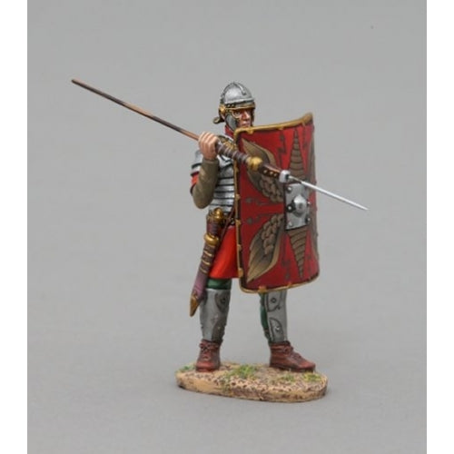 Legionnaire Preparing to Launch Pilum - Red Shield