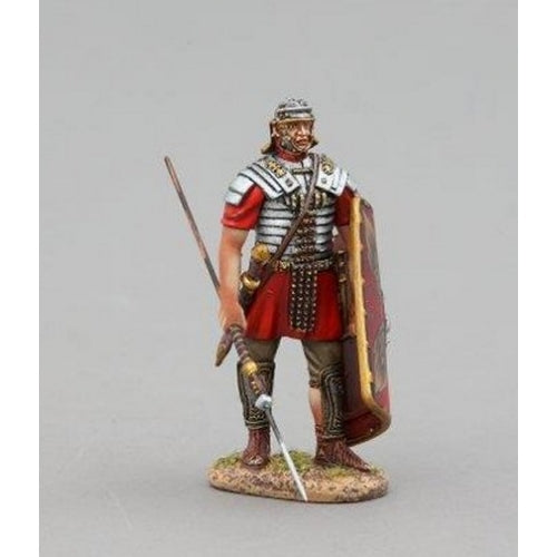 Roman Legionnaire Standing with Traditional Red Shield