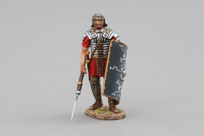 Roman Legionnaire Standing with Black 30th Legion Shield