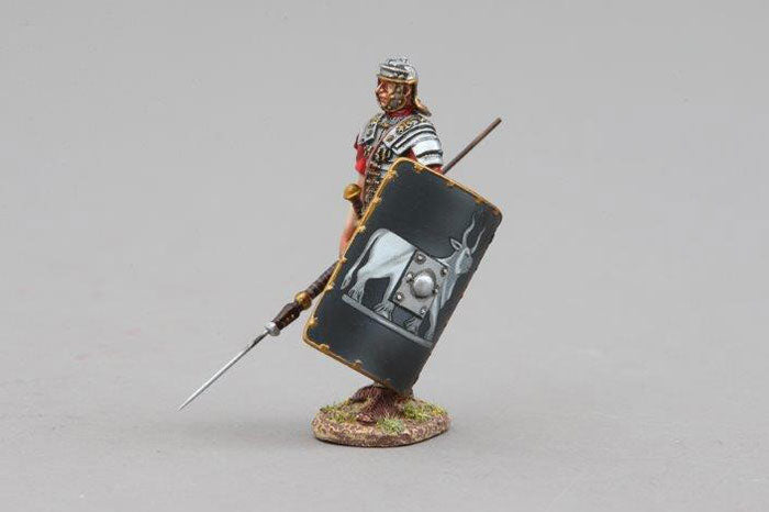 Roman Legionnaire Standing with Black 9th Legion Shield