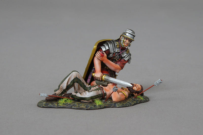 Injured Legionnaire with Dead Barbarian - Imperial Red Shield