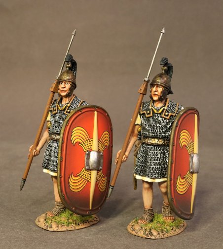 Roman Legionary Advancing with Sword & Red Shield