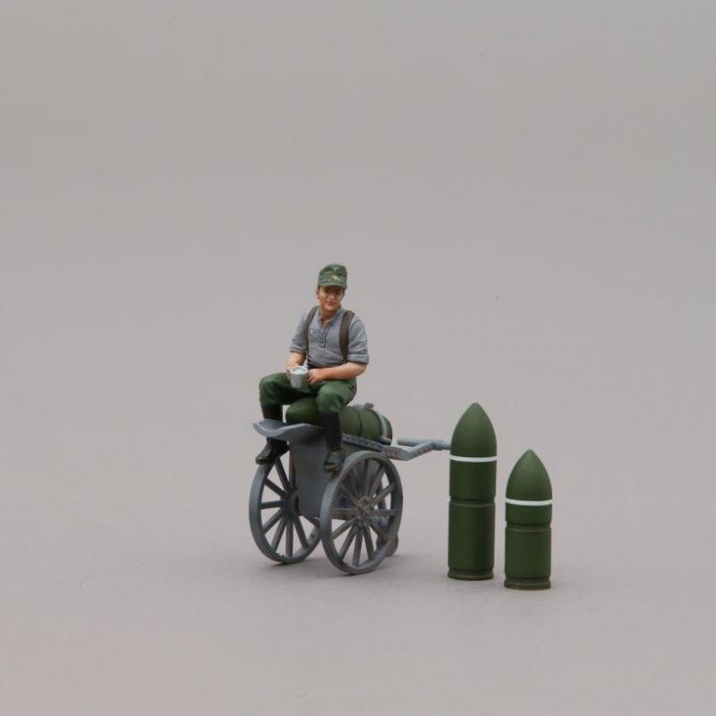 Hitlerjugend Soldier Sitting on Shell Trolley single figure, trolley, two howitzer shells