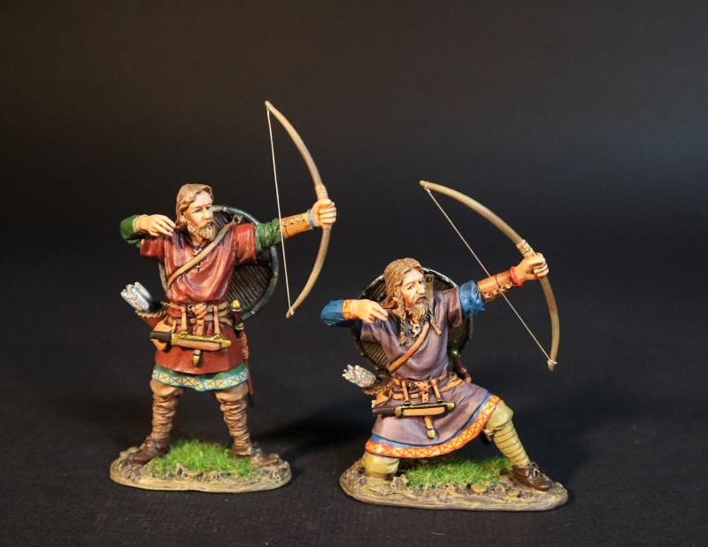 Viking Archers (standing firing in red tunic, kneeling firing in purple tunic)