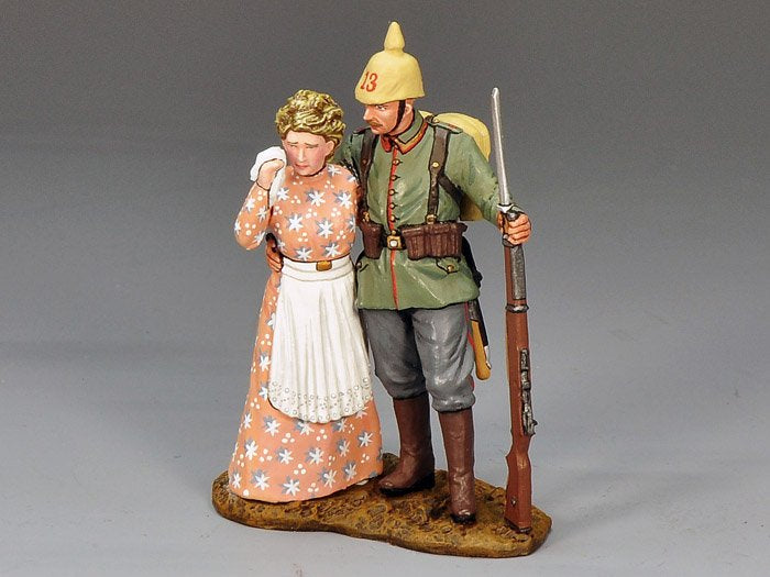 Auf Wiedersen--Departing German Soldat & Fiance--two figures on single base